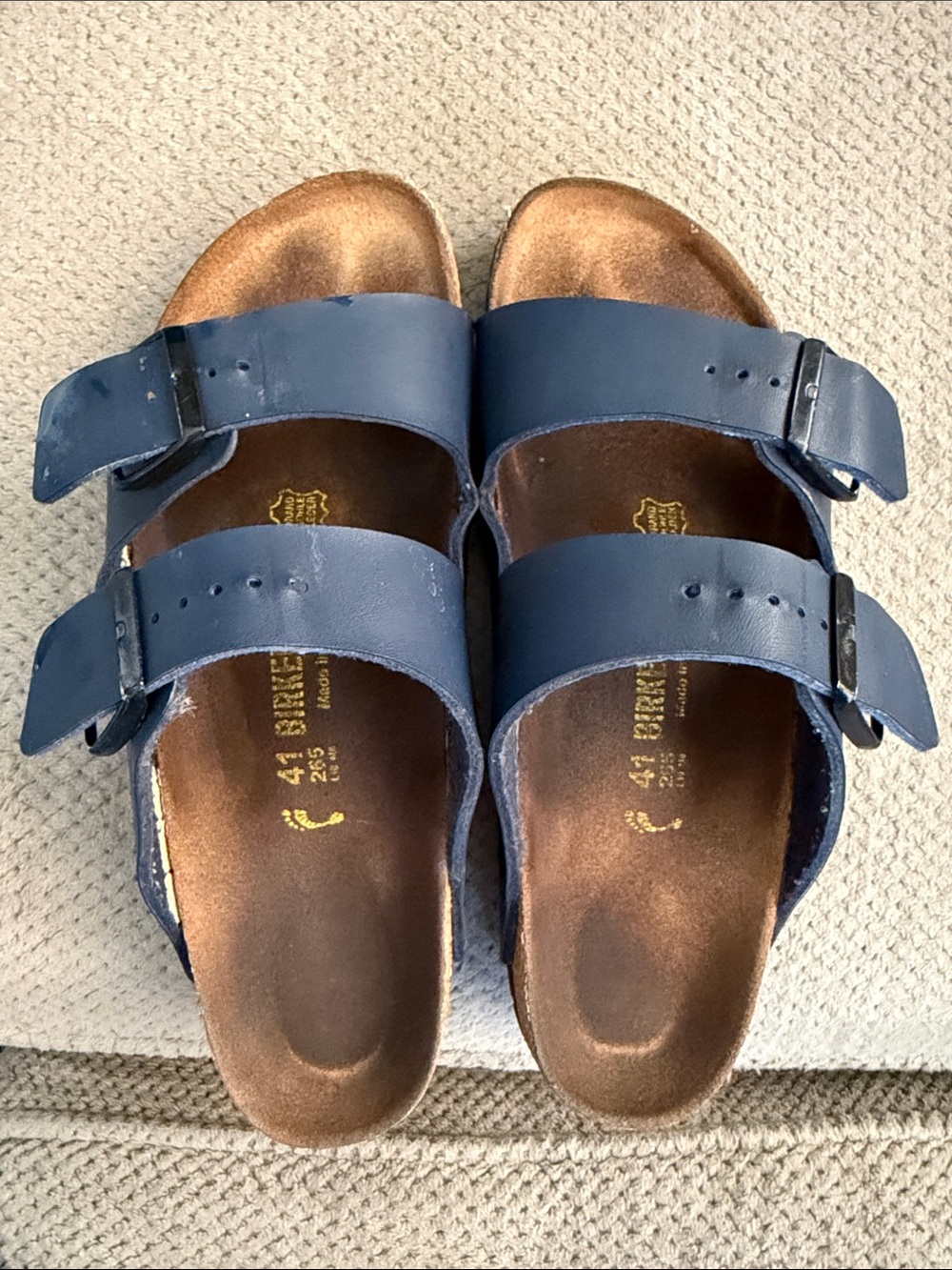 Birkenstock Arizona Blue Double Strap Slide Sandals